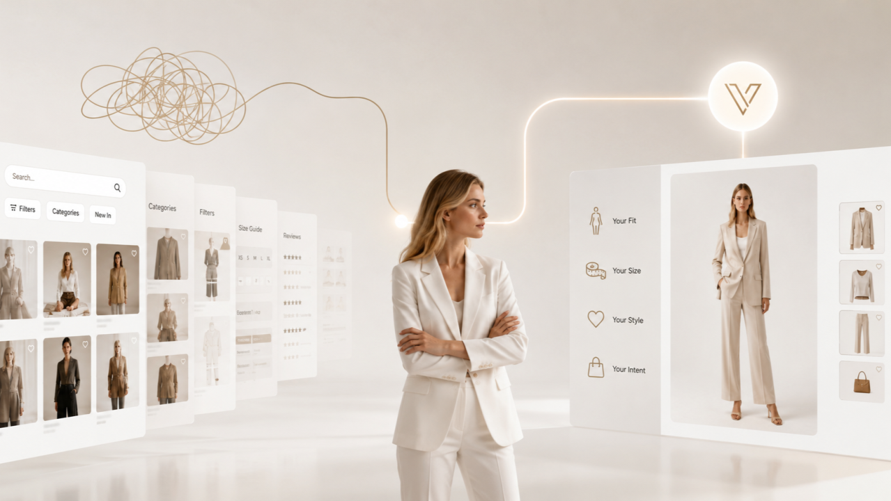 A shopper moving from product search to a personal VIBE AI store